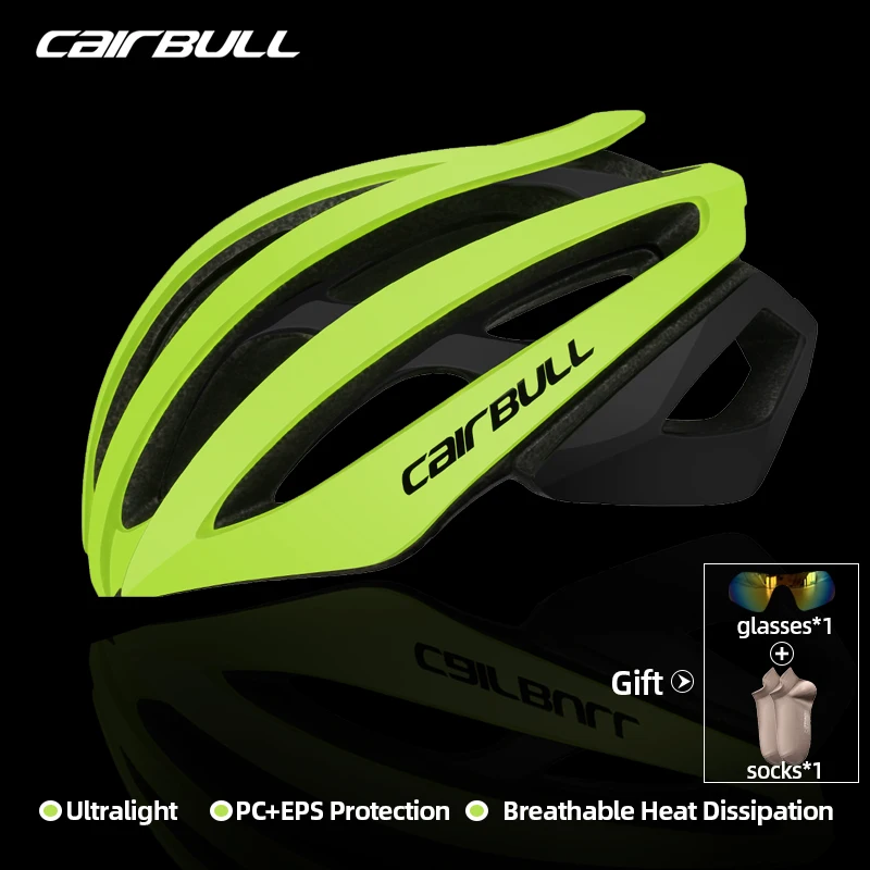 

CAIRBULL Ultralight Racing Bike Helmet 240g Men's Cycling Helmet Double PC+EPS CE Protection Outdoor Road Bicycle Cap 54-58cm