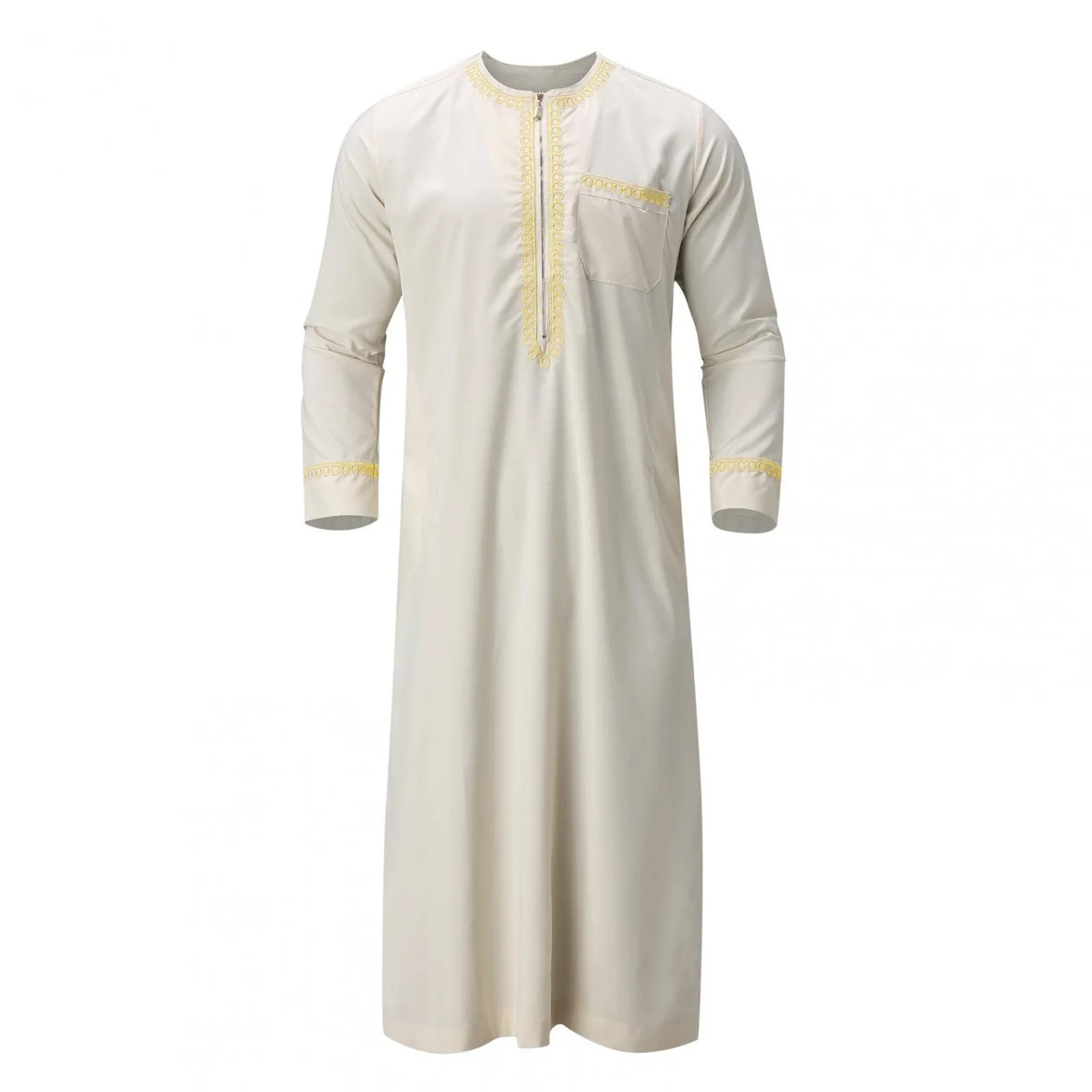 Nuovo abito arabo musulmano mediorientale da uomo girocollo abbigliamento Abaya Robe