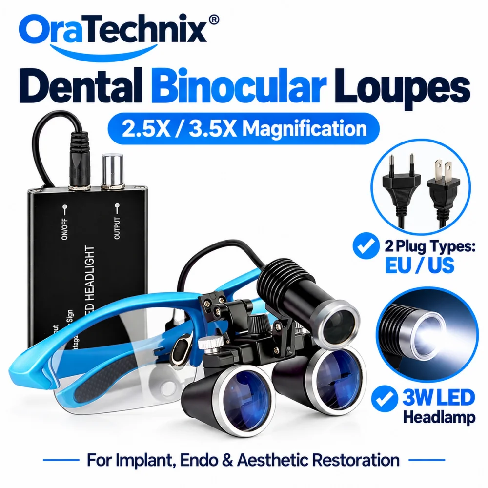 Dental Magnification Binocular 3.5X/2.5X Surgery Surgical Magnifier with Headlight LED Light Lab Medical Operation Loupe Lamp