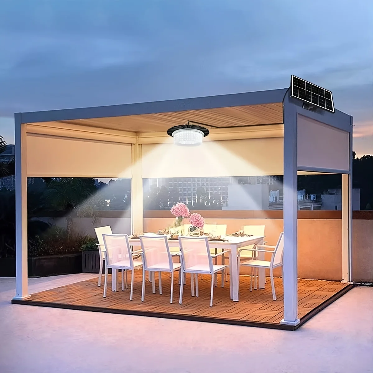 

Солнечный светильник для сарая в помещении и на открытом воздухе, водонепроницаемый светодиодный солнечный подвесной светильник 244, 5 режимов, датчик движения, солнечная лампа с пультом дистанционного управления для сада и двора