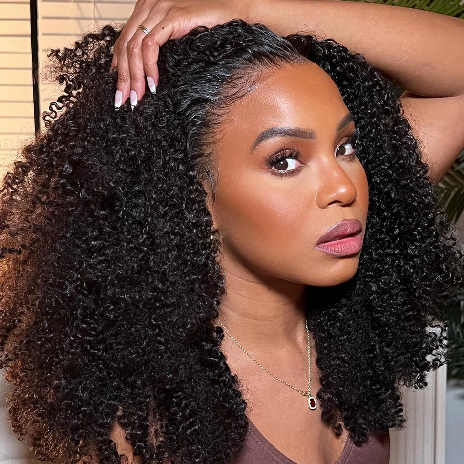 10A New 9x6 Part Max M-Cap Glueless Wigs Human Hair Wigs Ready To Wear Bleached Knots Pre Cut Lace Kinky Curly Glueless Wigs