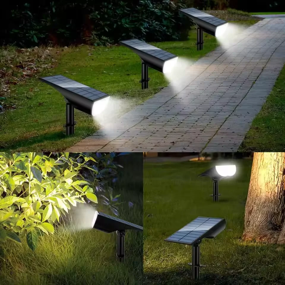 1/2pcs 9 luces solares LED Solar Lights Smolar Landscape Spotlights 5 Modos IP65 Implaz de agua Super Bright para Garden Yard Palm Tree