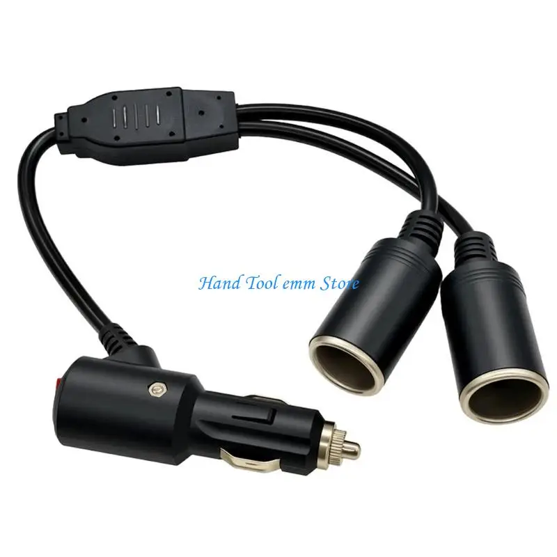 H37F 35Cm Angled Car Power Adapter Socket Extension With Independent Switcher 1 to 2