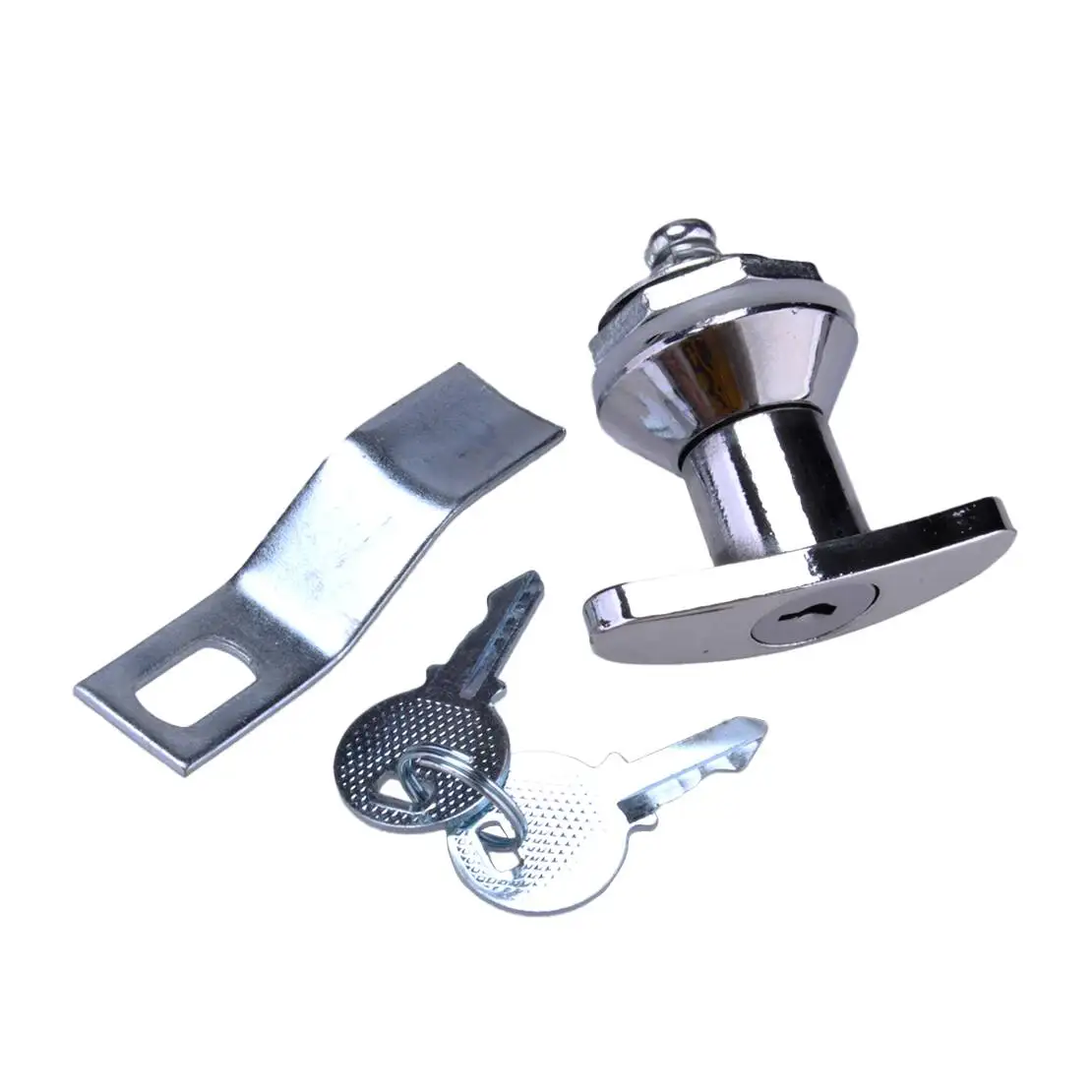 T-Shape Cabinet Handle Cam Lock Locking Security Safety and Keys for Electric Control Box Silver Aluminium Alloy