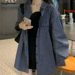 Plaid Shirts Women New Spring Simple Casual Streetwear Retro Design Tops Unisex All-match Baggy Harajuku Y2k Trendy Chic