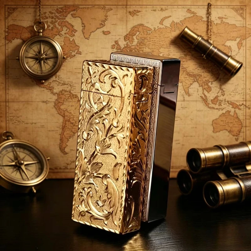 

2026 Caloric Kerosiene Personalized Lighter Curled Pattern Striped Side Pulley Narrow Machine First Choice for Boyfriend Gift