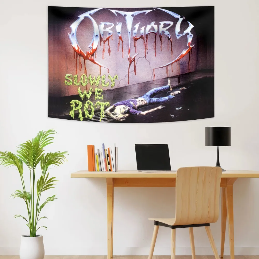 Obituarys Band Logo Death Metal Interior Decoration Banner Tapestry