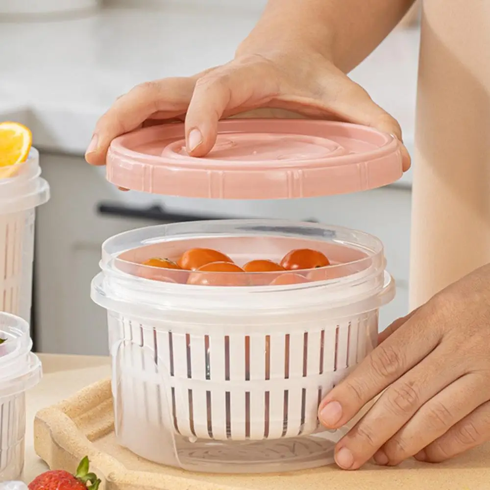 Plastic Refrigerator Storage Box Fresh-keeping Drain Basket Fridge Organizer Modern Minimalist Fruit Boxes Refrigerator Storage