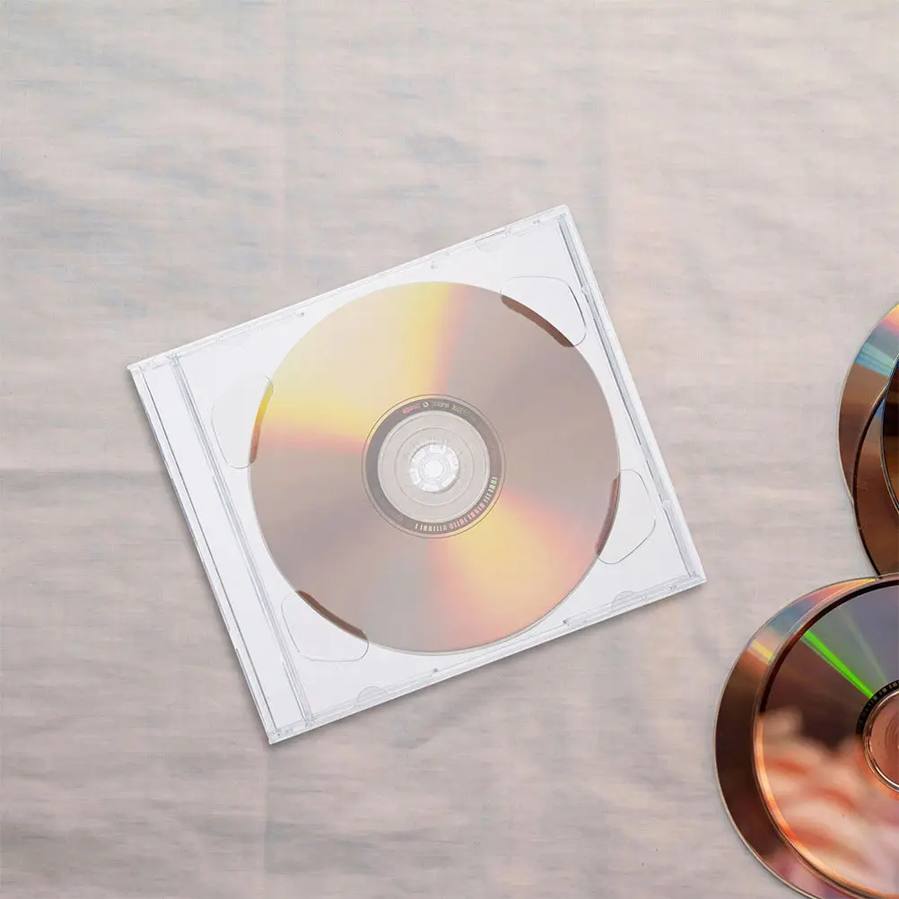 10Pcs Clear Cd Storage Box Polystyrene Disc Organizer Lightweight Portable for Music Game Pc Dvd Discs Home Car Travel