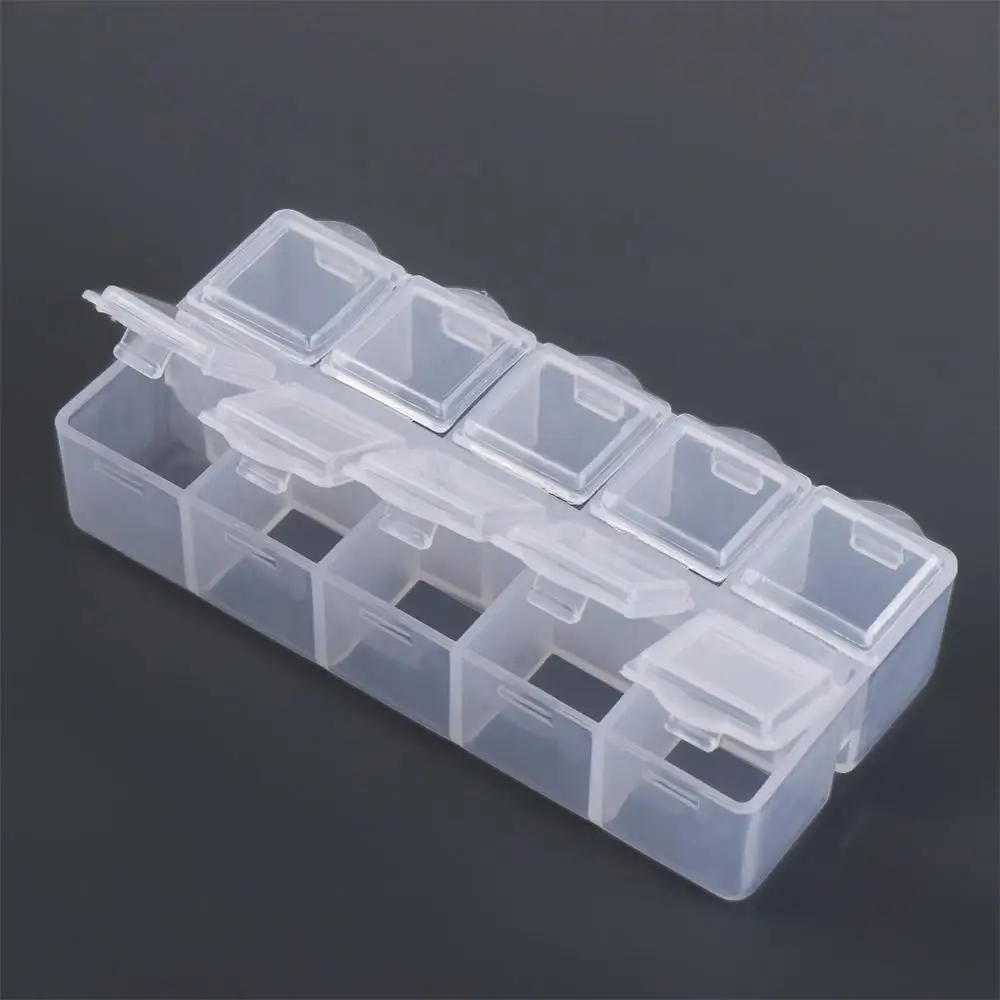 Sewing Tool Transparent Bead Organizer Pink Rectangle Plastic Box Organizer Plastic 10 Grid Square Box Girls