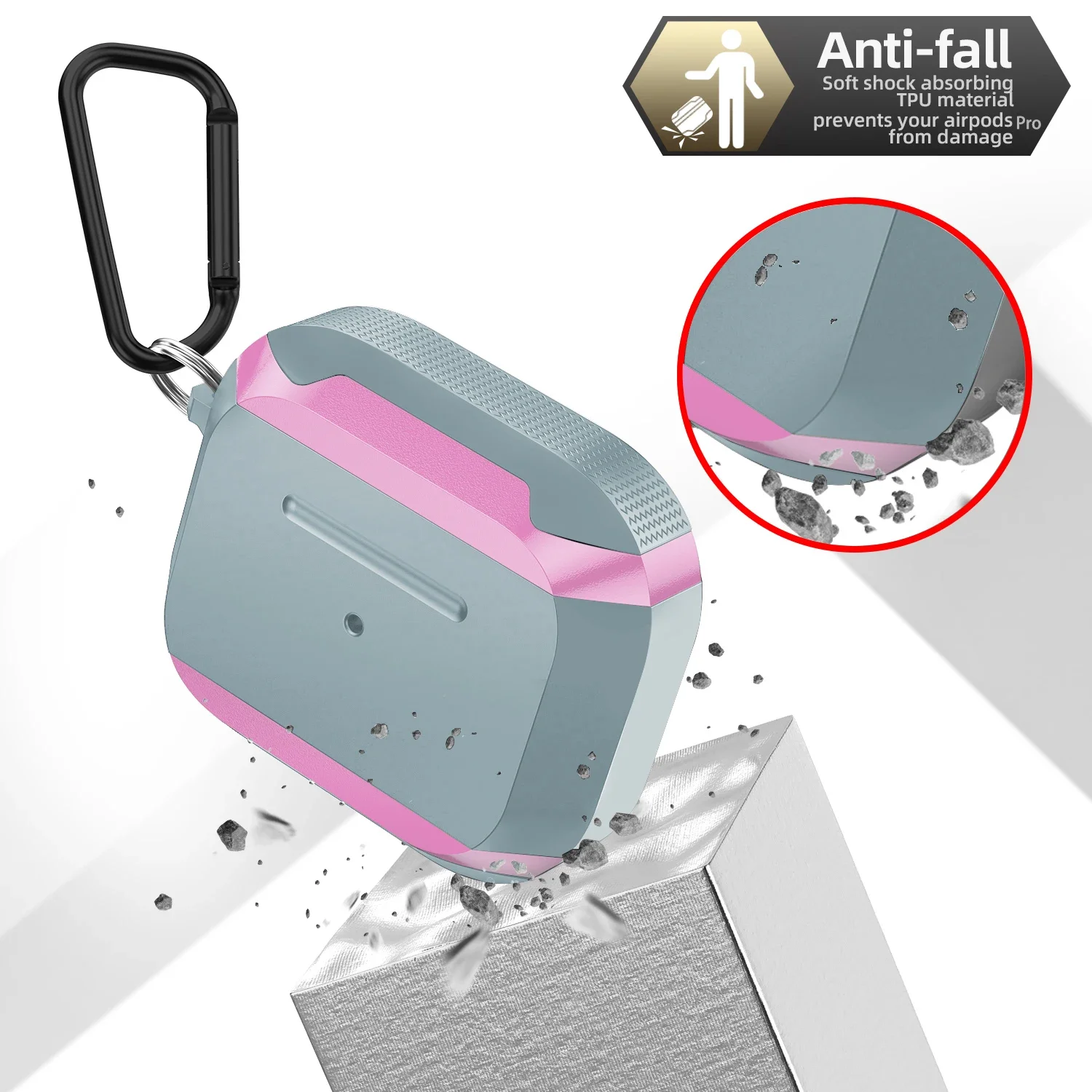 V-MOTA Smart Cover Boxen für Airpods Pro Bluetooth Wireless Kopfhörer, Aluminiumlegierung + weicher TPU-Kleber