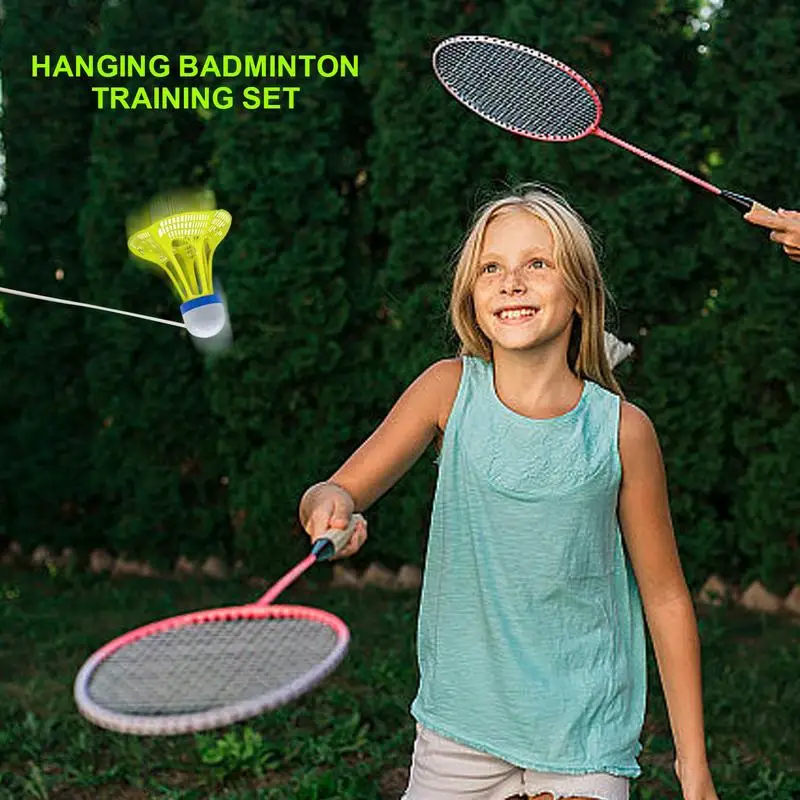 Badminton Rebound Trainer Fun Badminton Solo Trainer Kids With Luminescent Badminton Balls Badminton Training Equipment For Door