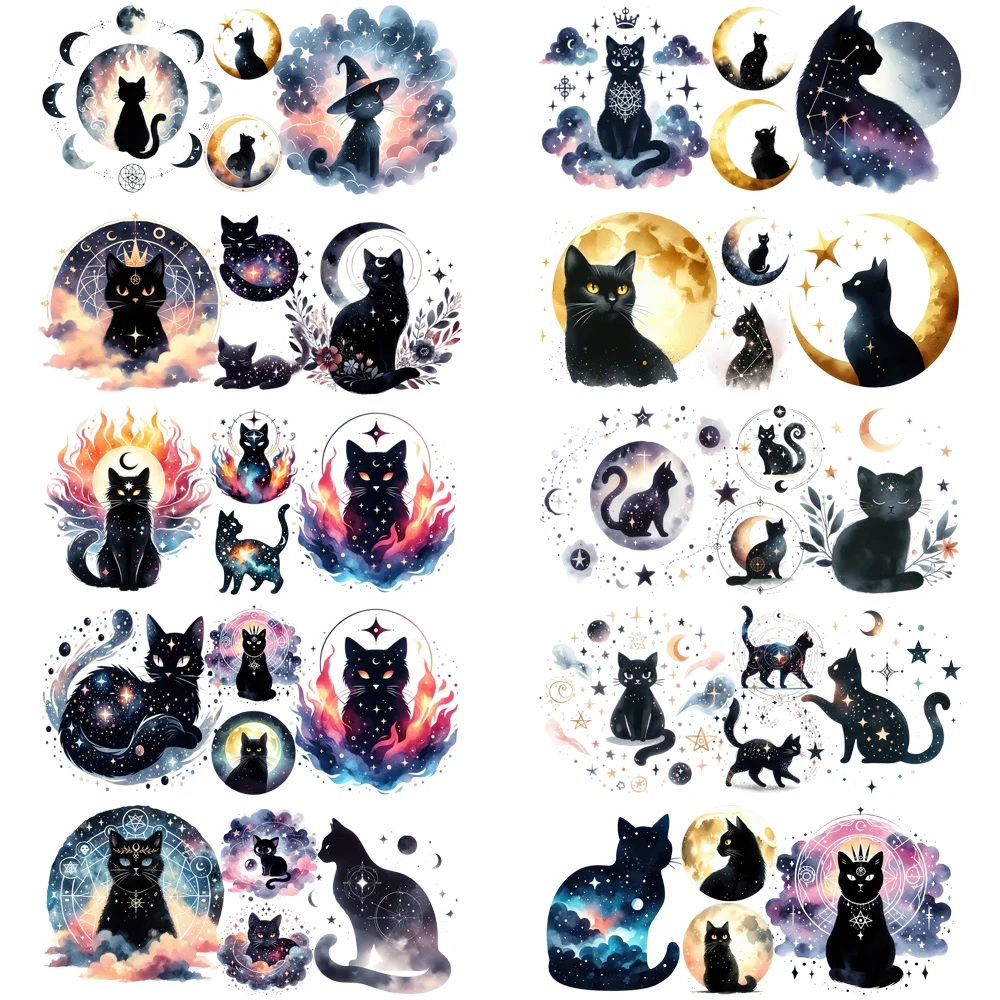 

Black cats Series easy peel waterproof DIY decoration decals 3D transfers tumbler uvdtf pegatina sticker 16oz uv dtf cup wraps