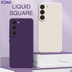 Square Liquid Silicone Phone Cases for Samsung Galaxy S23 Plus Ultra FE Soft Shockproof Covers SamsungS23 S23FE S23Plus S23Ultra