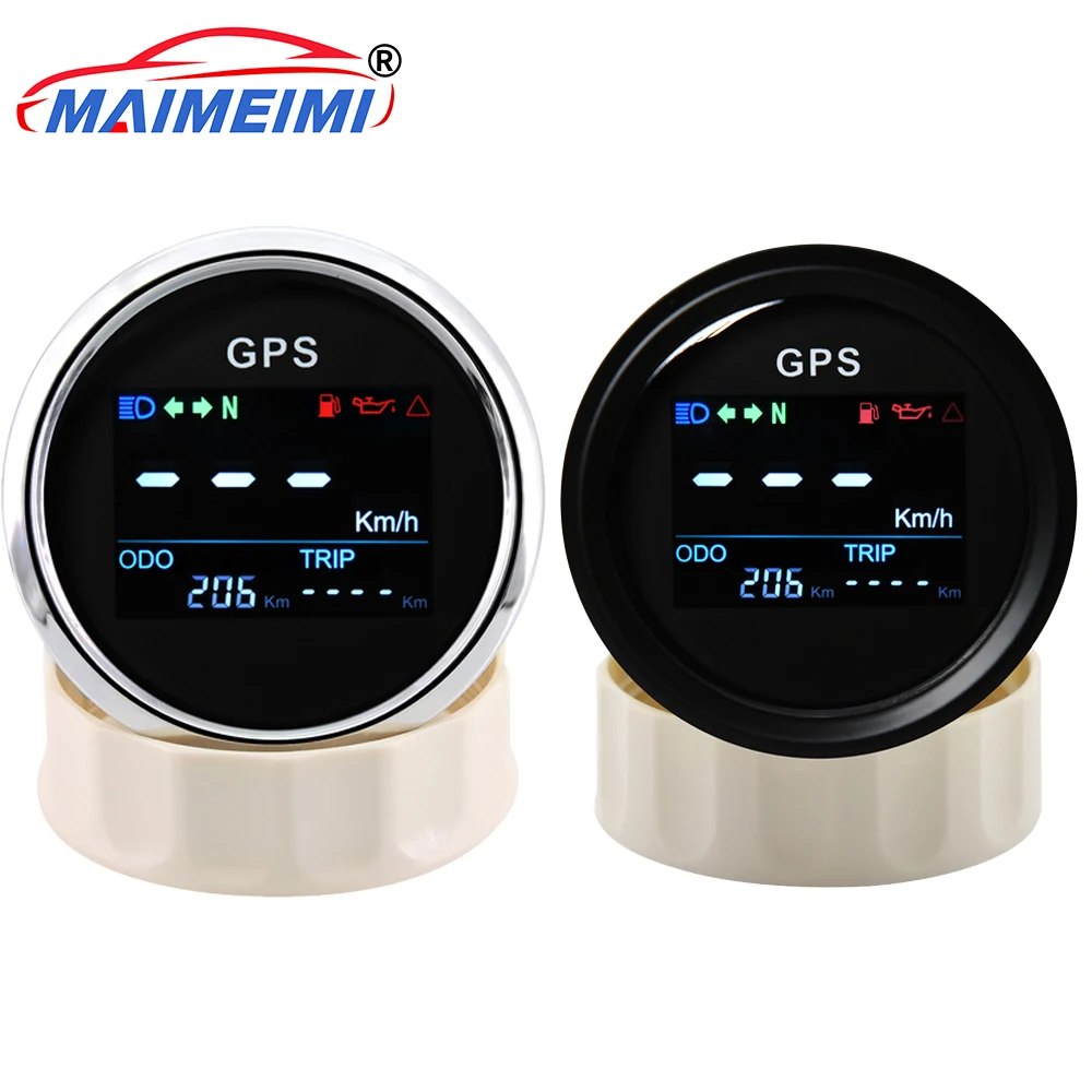 

52mm Digital GPS Speedometer KMH/MPH/Knot LCD Speed Gauge Odometer Mileage Trip Counter for Auto Motorcycle Boat 12V 24V