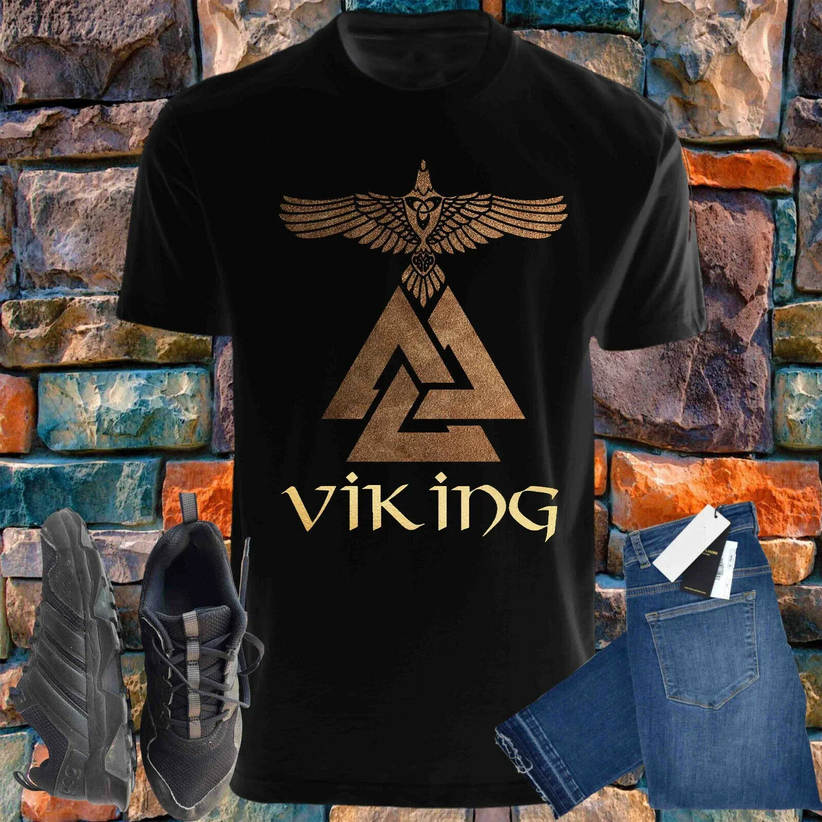 

Novelty Nordic Valknut Rune Hawk T-Shirt 100% Cotton O-Neck Summer Short Sleeve Casual Mens T-shirt Size S-3XL