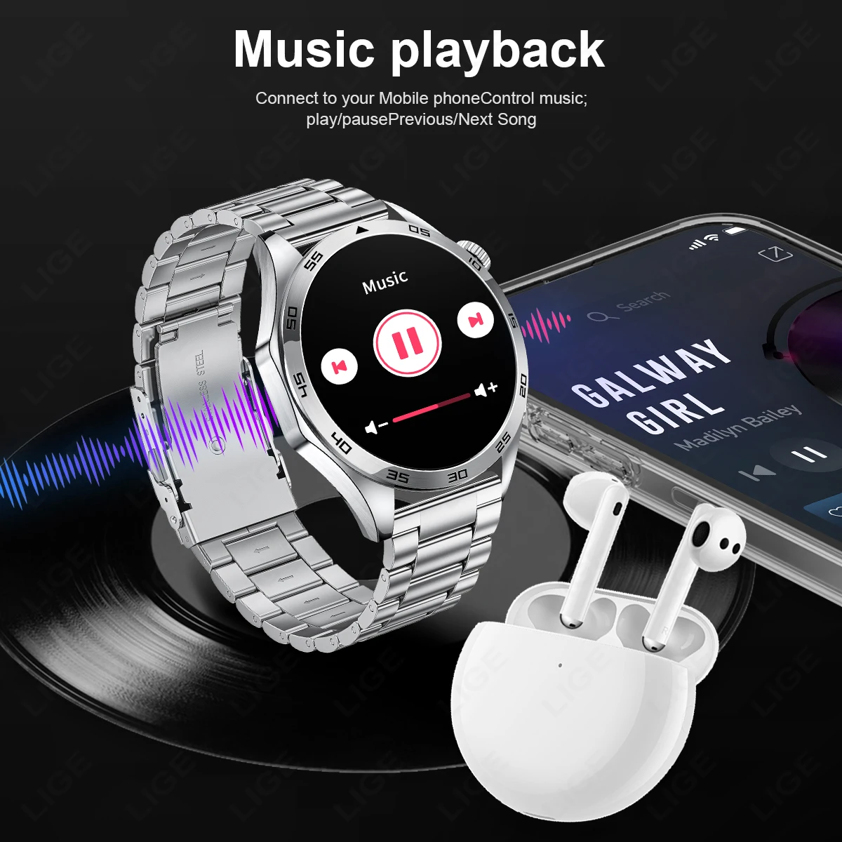 LIGE Smart Watch ECG Micro Physical Examination Bluetooth Call Heart Rate Blood Pressure Oxygen Health Monitor Men's Smartwatch