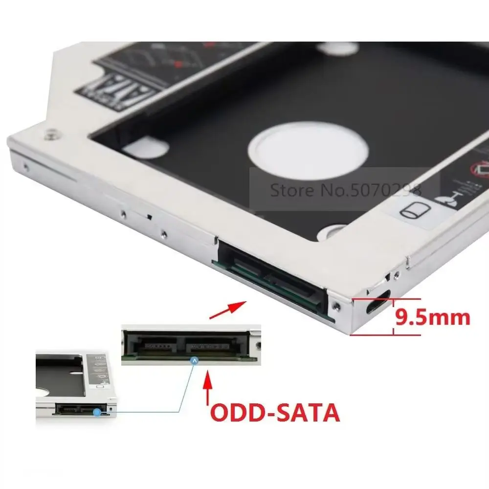 Universal 9.5mm 2nd 2.5 SATA HDD SSD Hard Drive Optical bay Caddy Frame Bracket for Dell Inspiron 17 5748 5758 5749 5759 i5759