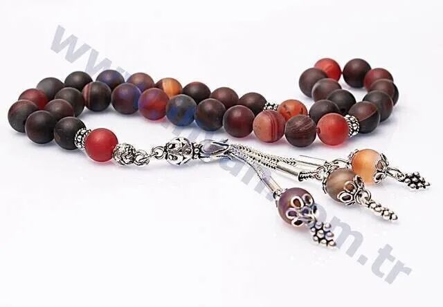 IQRAH Agate Stone Rosary (925 SETTING SILVER 8mm)