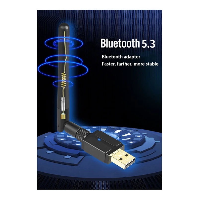 100M USB Bluetooth 5.3 Adaptador USB Bluetooth Transmissor Receptor Antena Externa Adaptador Bluetooth