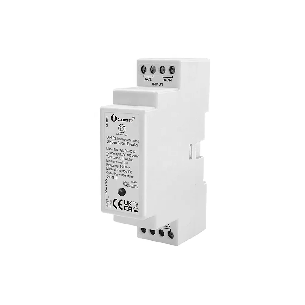 GL-DR-001Z Gledopto ZigBee 3.0 Din-rail Circuit Breaker Tuya Smart Light Switch AC100-240V 16A Alexa Smart Light Switches