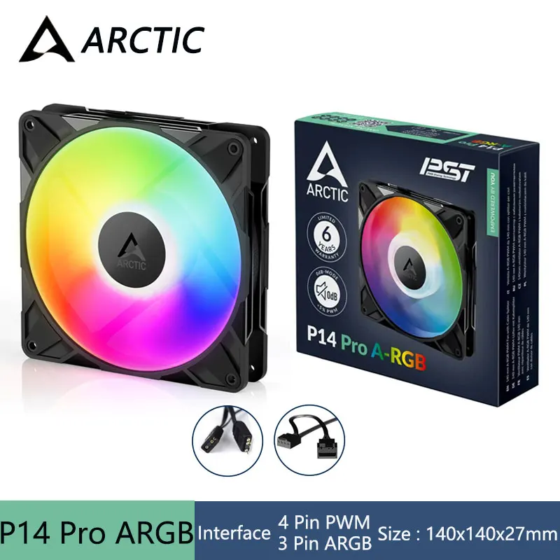ARCTIC P14 Pro ARGB 14cm Computer Case Fan,5V 3Pin ARGB/12V 4Pin PWM 400-2500 RPM/Hydrodynamic Bearing Cooling Fan