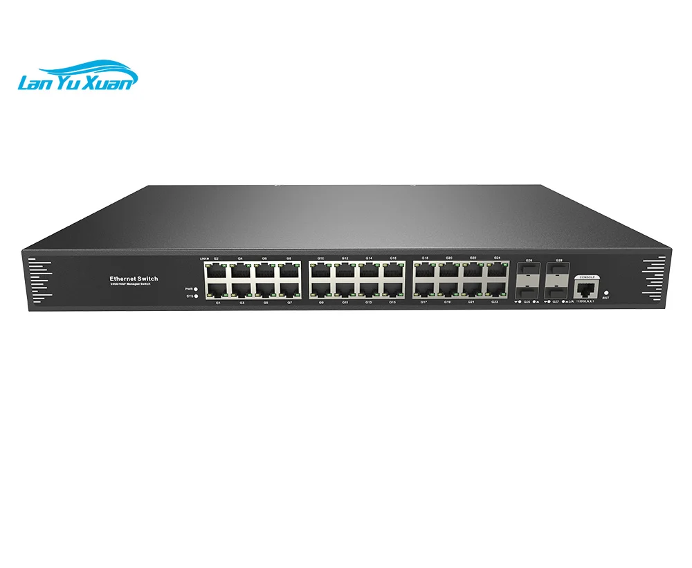 Gigabit 28-port L2+ Managed Ethernet Switch with 24*10/100/1000M RJ45 Ports and 4*100/1000M Uplink SFP Fiber Ports