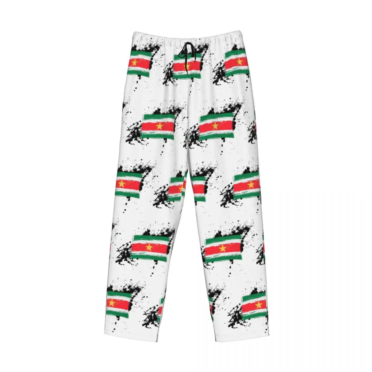Custom I Love Suriname Flag Pajama Pants Men Sleepwear Sleep Lounge Bottoms with Pockets
