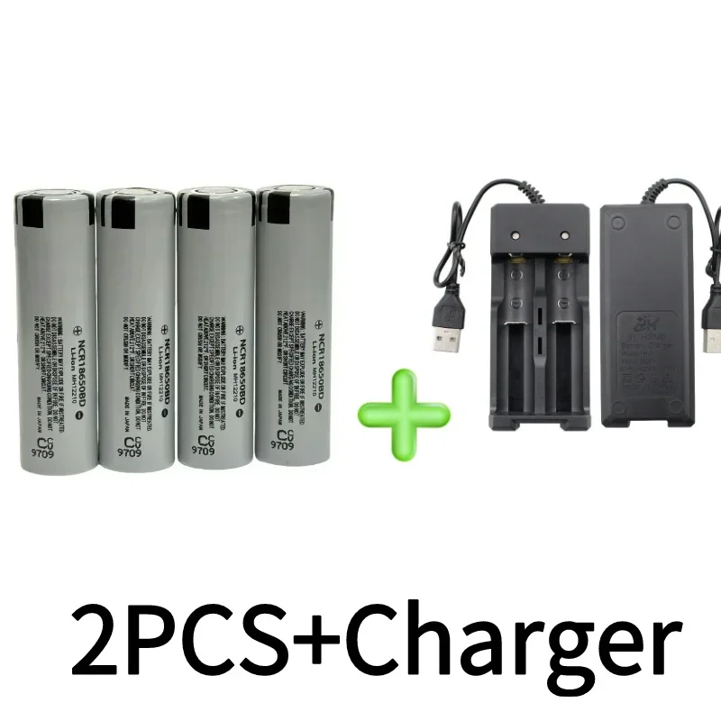 2024 100% Rechargeable Lithium Battery NCR18650 BD 3.7V 3200mAh Reverse Lamp Charging USB Original Lifepo4 Comes with Charger