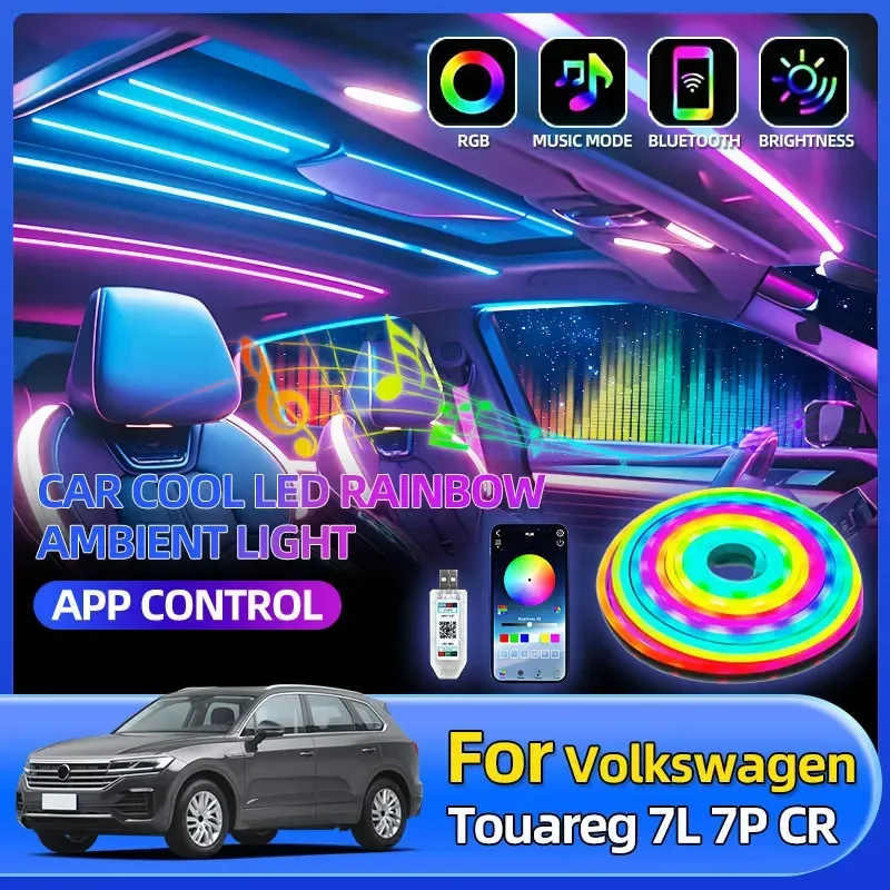 

1/5M автомобильная радужная светодиодная лента для Volkswagen Touareg 7L 7P CR Golf MK1 MK2 MK3 MK4 MK5 MK6 MK7 MK8 Jetta A4 A5 A6 A7