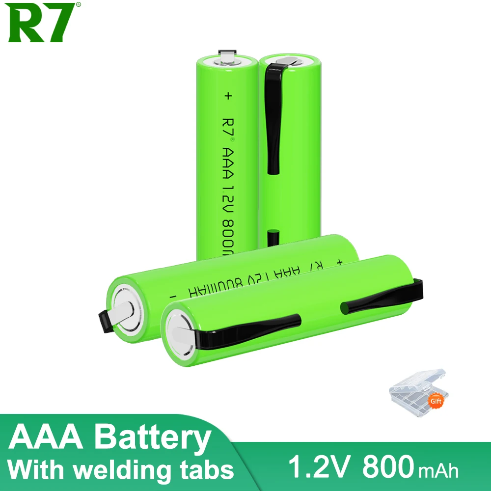 

1.2V AAA rechargeable battery 800mAh ni-mh cell Green shell with welding tabs for Philips Braun electric shaver razor toothbrush