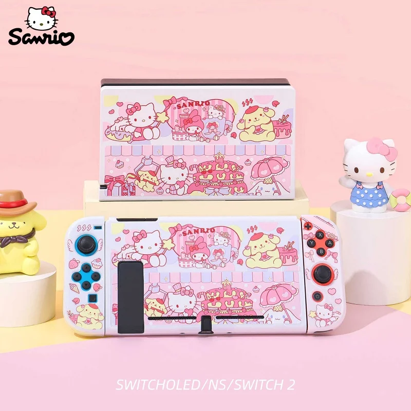 

Защитный чехол Sanrio Cute Switch2, кремовый, с изображением котенка, мультяшный, на заказ, Hello Kitty, для Switch OLED, защитный чехол для Nintendo Switch, аниме, игровая периферия