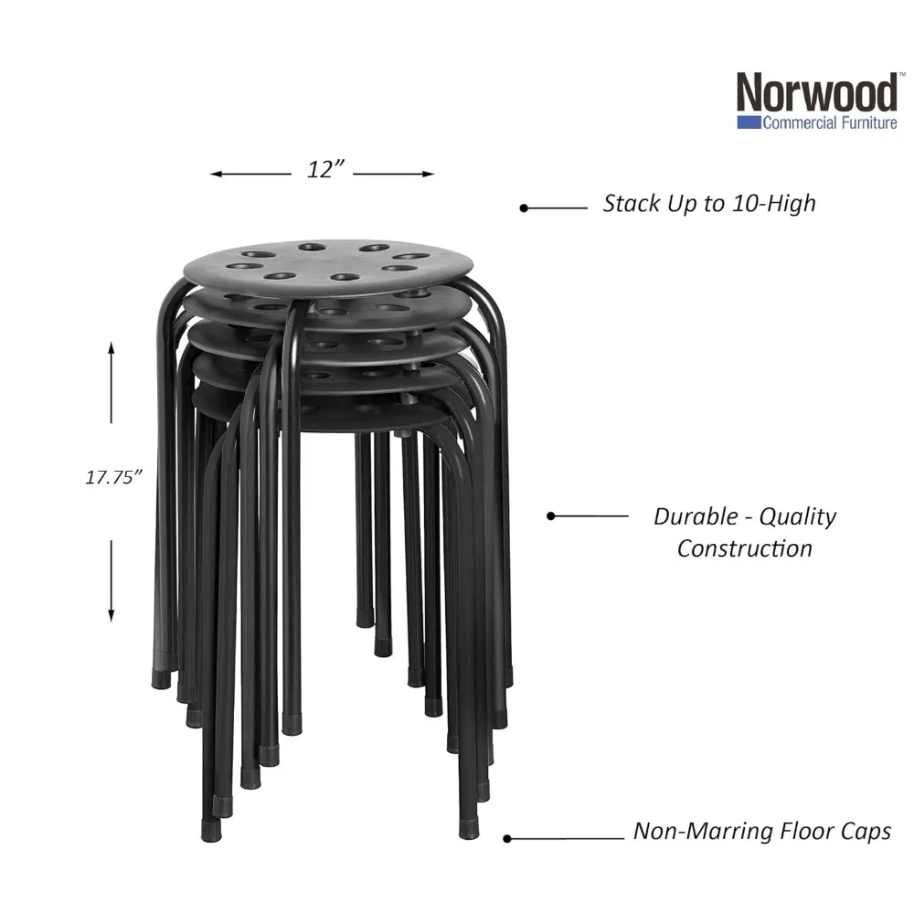 Commercial Furniture Stacking Stools for Kids and Adults, 17.75" Standard Height Portable Nesting Office and Classroom