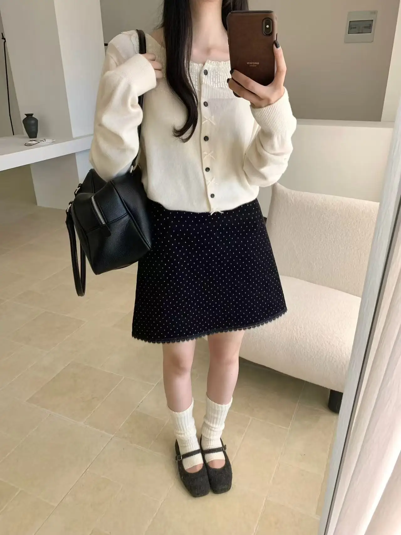 

Нежный универсальный вязаный кардиган с кружевными узлами и круглым вырезом для женщин, осенний, с длинными рукавами