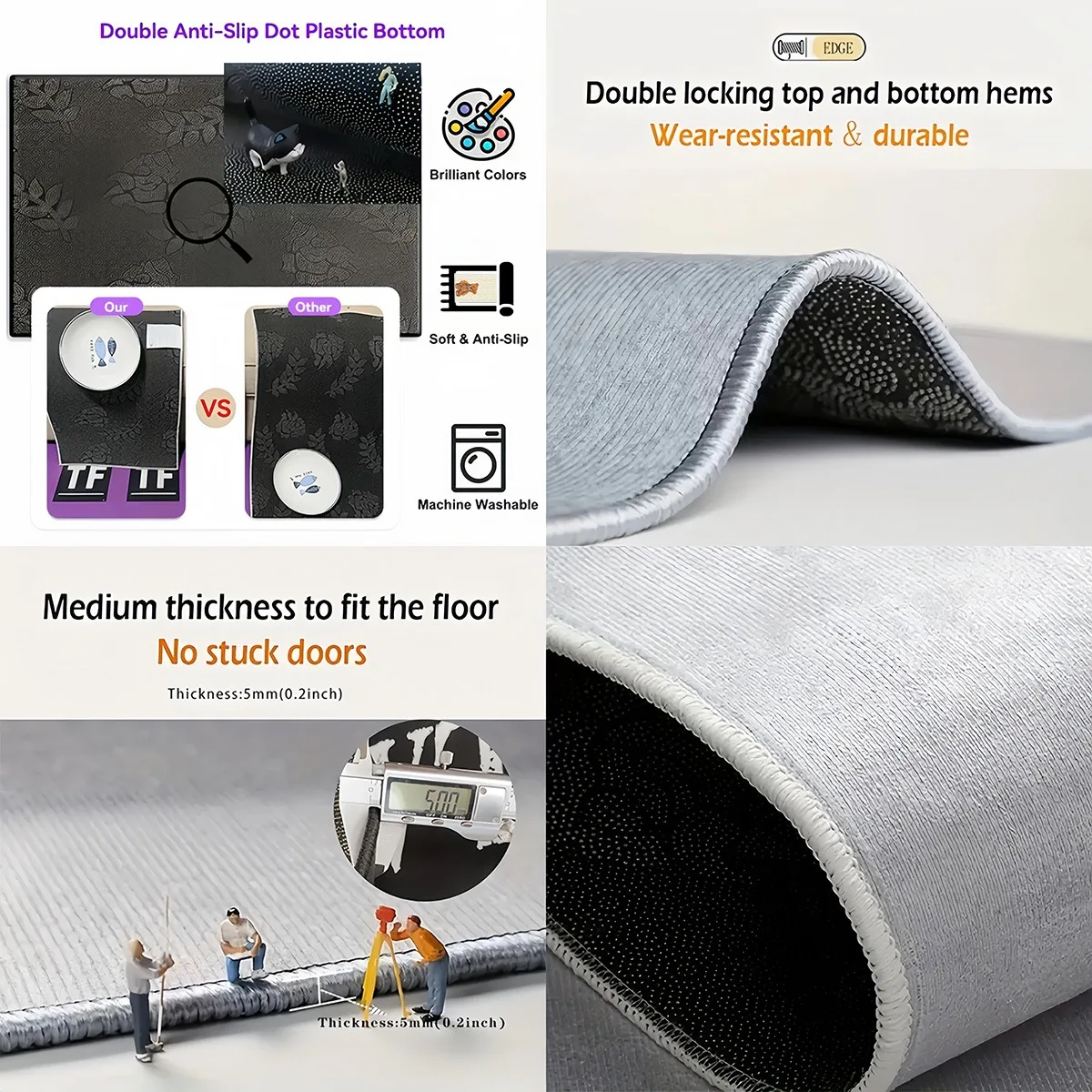 سجادة مخملية كريستالية لطيفة على شكل دمية دب بتصميم حيوانات كرتونية ديكور غرفة الأطفال سجادة أرضية ناعمة منفوشة لتزيين منزل حضانة الأطفال #4