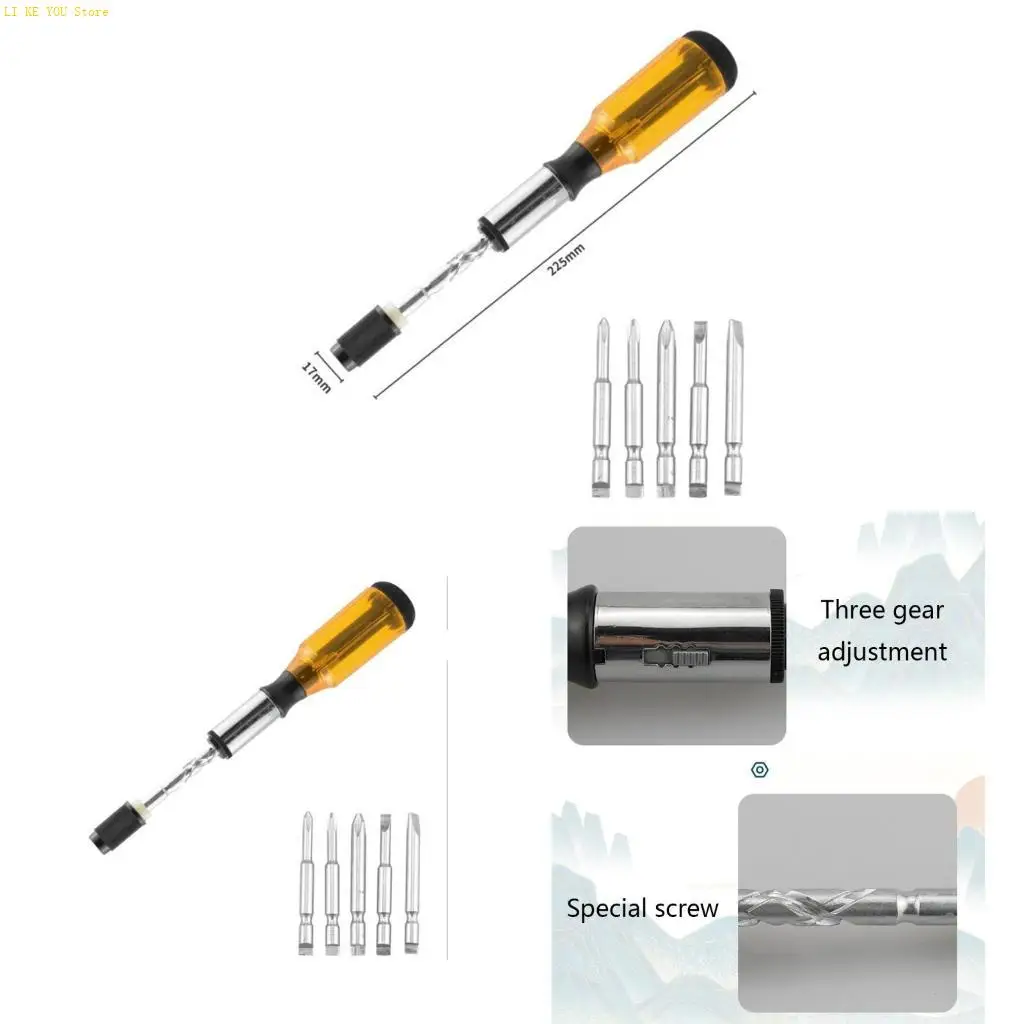 W3JE Multi-Function Adjustable Multi-Bit Screwdriver Set Push Pull Ratchet Screwdriver Nut Driver Tool Furniture DIY Use