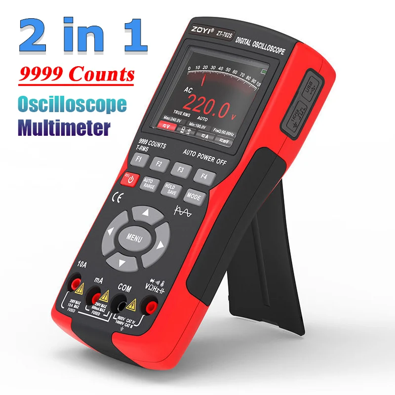 2 In 1 Digital Oscilloscpe Multimeter Auto True RMS Tranistor Probe Multimetro 48M/S 10Mhz PC Waveform Digital Oscilloscope