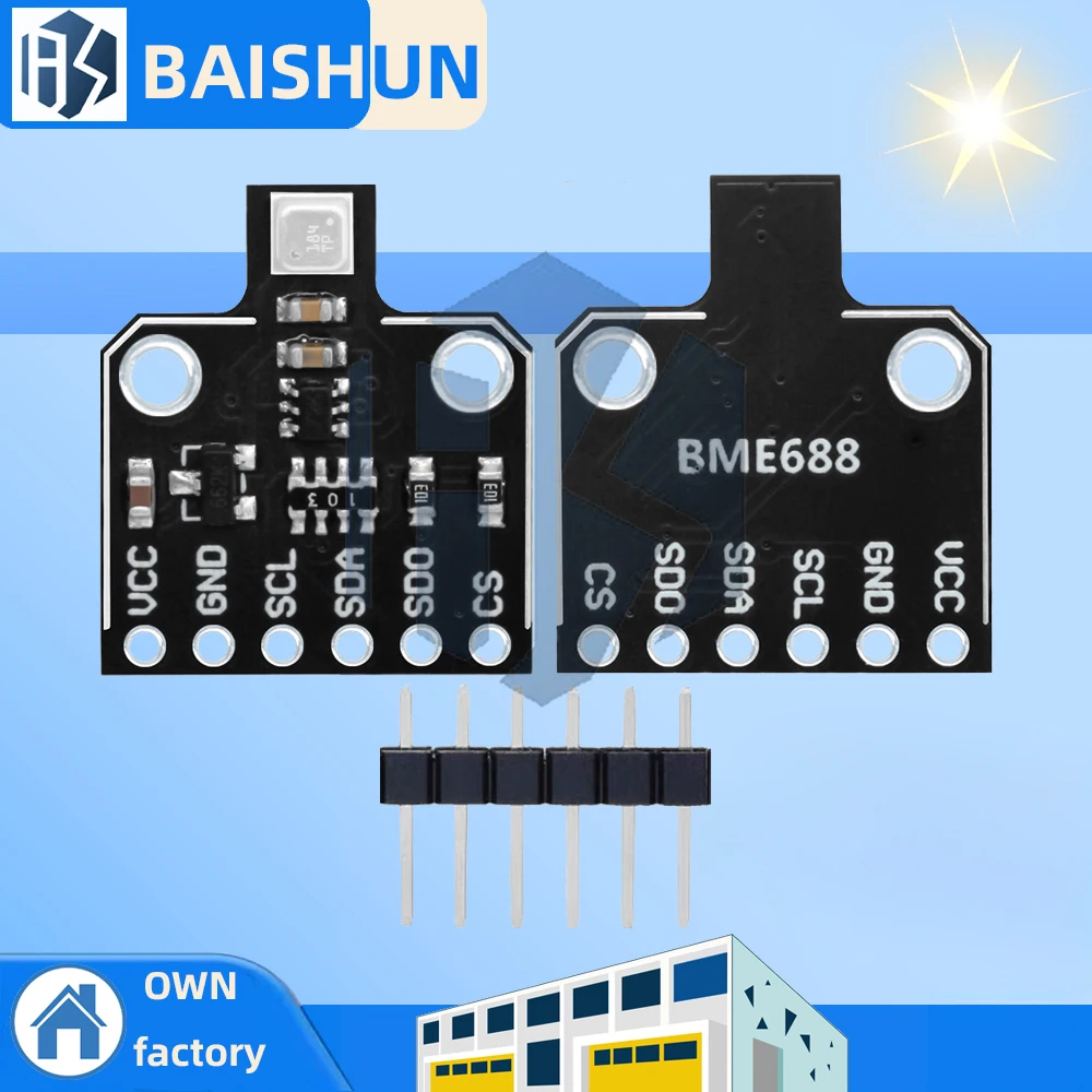 

AI Smart BME688 Sensor Module: Environmental (Temperature/Humidity/Pressure/Gas) with I2C for Arduino