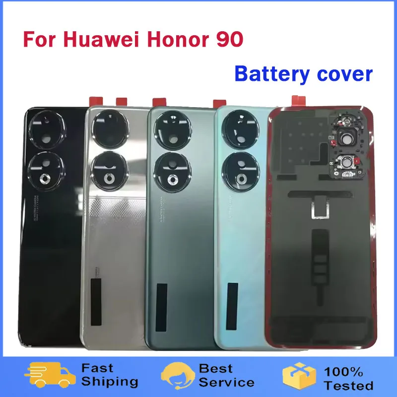 

A++ Glass Back Lid Door For Honor 90 Glass Battery Cover Honor 90 Rear Housing Case Shell + Camera Lens + Adhesive Glue