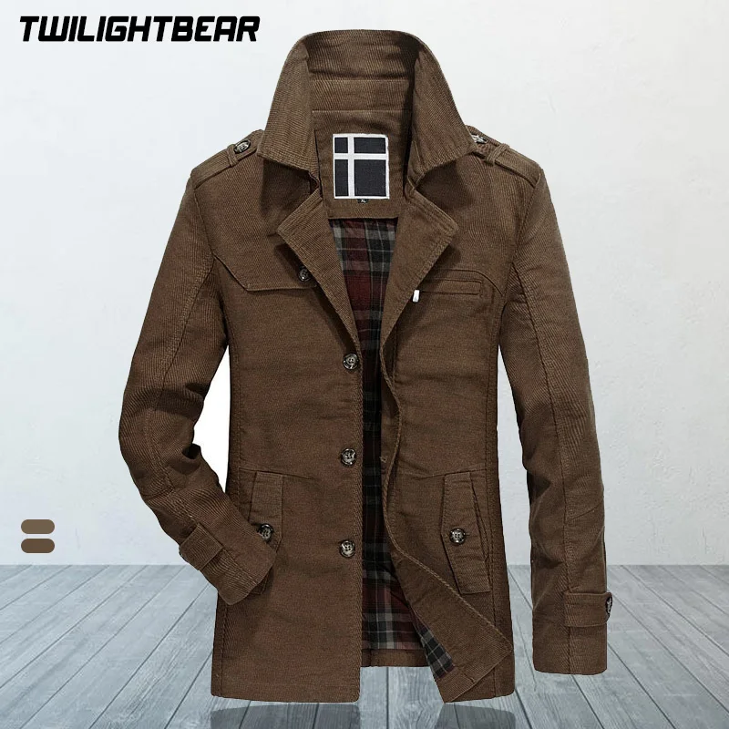 High Quality Men\'s Trench Coat Fashion Solid Pure Cotton Slim Casual Jacket Men Clothing Man Windbreaker Coat L-3XL A2FQ806