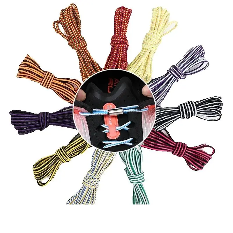 Round Sneakers Shoelaces Elastic Laces without ties Kids Adult Quick Shoe lace Rubber Bands
