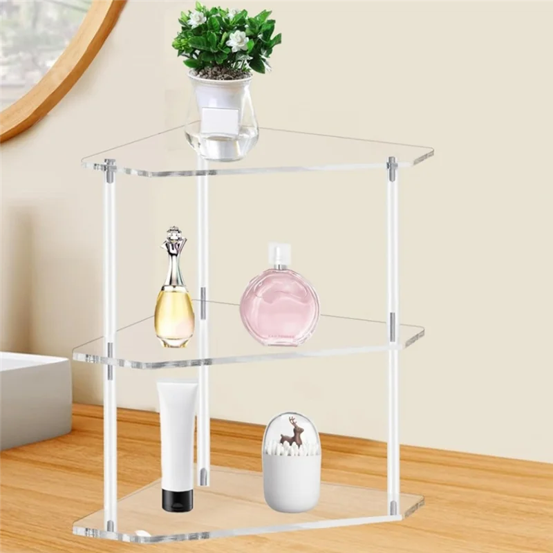 طاولة نهاية مثلثة أكريليك A36T - طاولة جانبية زاوية من 3 طبقات - طاولة زاوية صغيرة لغرفة المعيشة وغرفة النوم والحمام