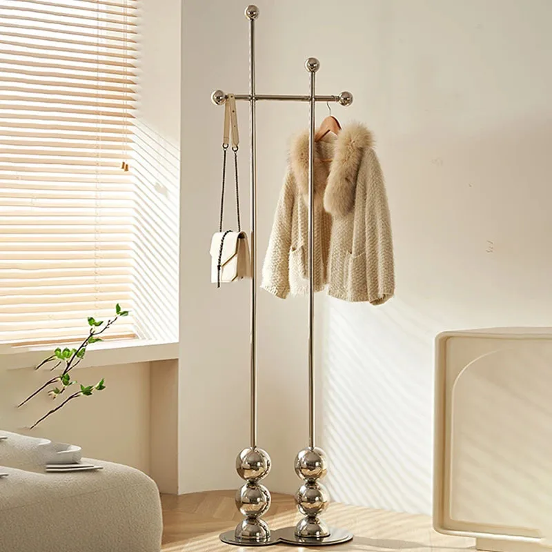 Aesthetic Clothes Rack Modern Stainless Steel Long Bedroom Organizer Hangers Clothes Hanger Floor Porte Manteau Hotel Furniture