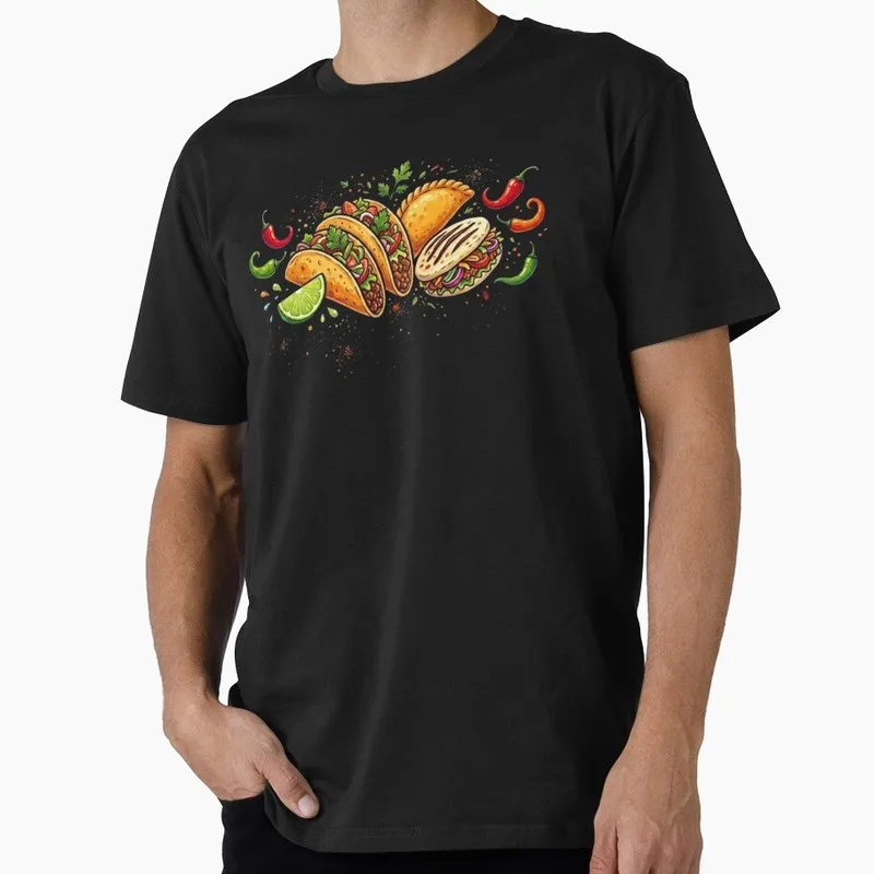 Funny Mexican Street Food Taco Graphic T Shirt 0912 Retro Dark Humor Mexican Culture Halloween Alternative Art Tee S-6XL