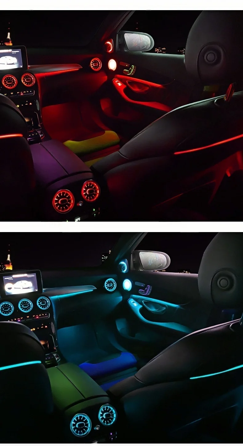 Für Benz C GLC Klasse Coupé W205 X253 C43 C63 2015-2021 3/12/64 Farben LED Ambientebeleuchtung Turbinen-Auslassdüse Auto-Zubehör – Detail 16