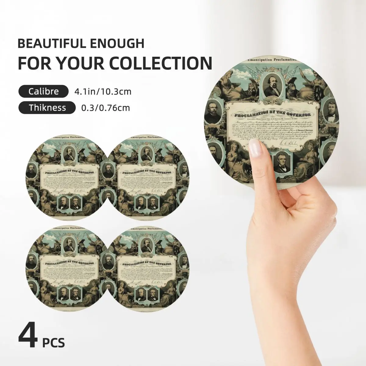 Emancipation Proclamation By E. Knobel (1865) Coaster Ceramics Hot Pad Table Utensils For Kitchen Table Placemats Coffee Mat