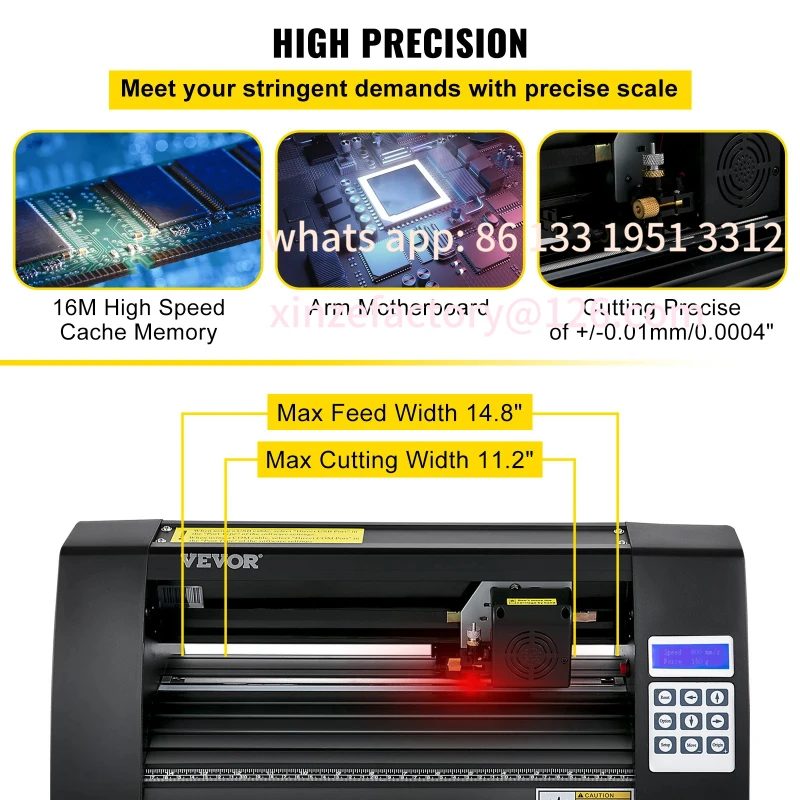 Zdjęcie 6: Konfigurowalny ploter tnący winyl z półautomatycznym sterowaniem, 14 cali (375 mm), drukarka tnąca z papierami, 3 ostrza, wyświetlacz LCD