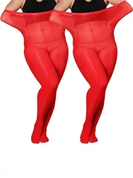 Two pack of women's plus size classic stockings super stretch transparent sexy leggings