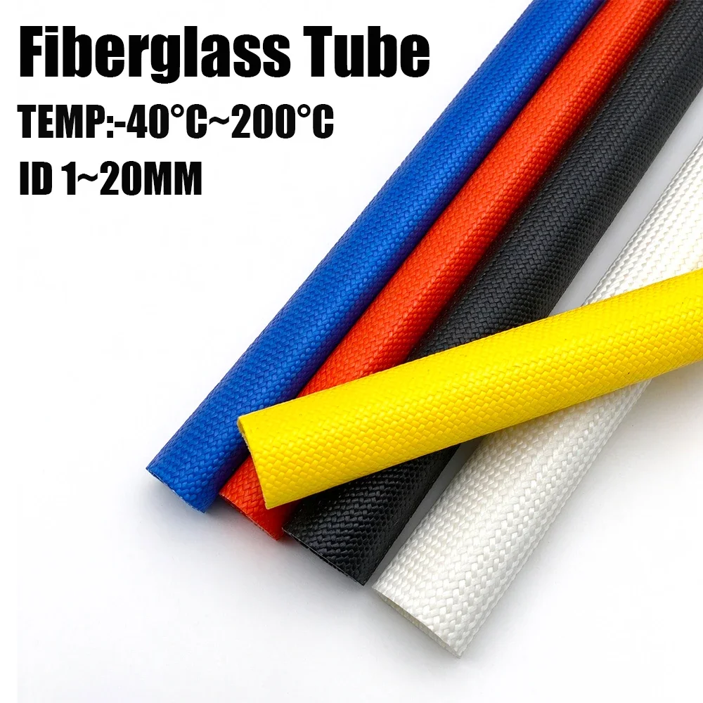 200 ℃ Silicone Resin Glass Fiber Tube ID1-20mm High Temperature Resistant Insulation Flame Retardant Cable Protection Sleeve.