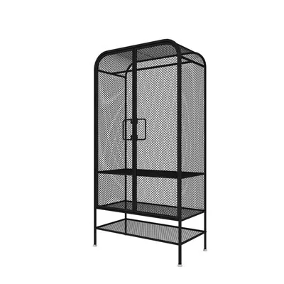 Golden grid hanging wardrobe simple small apartment wardrobe household wrought iron wardrobe